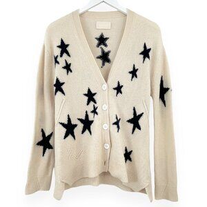 Zadig & Voltaire Cream White "Mirka" Star Motif Cashmere Cardigan sz M